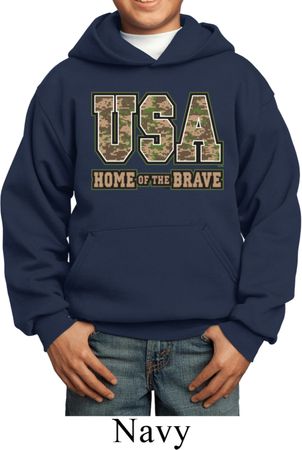 USA Home of the Brave Kids Hoodie