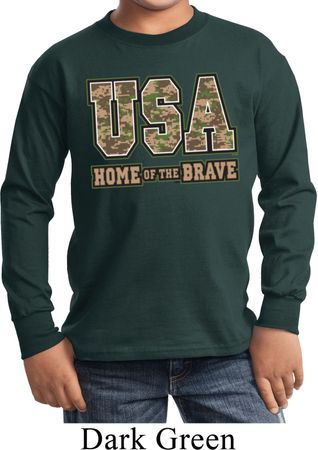 USA Home of the Brave Kids Long Sleeve Shirt