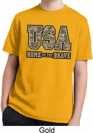 USA Home of the Brave Kids Moisture Wicking Shirt