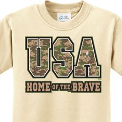 USA Home of the Brave Kids Shirts