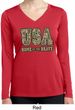 USA Home of the Brave Ladies Dry Wicking Long Sleeve Shirt