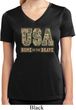 USA Home of the Brave Ladies Moisture Wicking V-neck Shirt