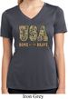 USA Home of the Brave Ladies Moisture Wicking V-neck Shirt
