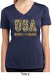 USA Home of the Brave Ladies Moisture Wicking V-neck Shirt