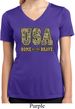 USA Home of the Brave Ladies Moisture Wicking V-neck Shirt
