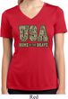 USA Home of the Brave Ladies Moisture Wicking V-neck Shirt