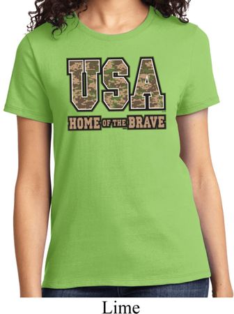 USA Home of the Brave Ladies Shirt