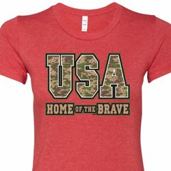 USA Home of the Brave Ladies Shirts