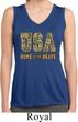 USA Home of the Brave Ladies Sleeveless Moisture Wicking Shirt
