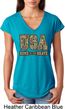 USA Home of the Brave Ladies Tri Blend V-Neck Shirt