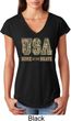 USA Home of the Brave Ladies Tri Blend V-Neck Shirt