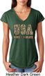USA Home of the Brave Ladies Tri Blend V-Neck Shirt