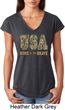 USA Home of the Brave Ladies Tri Blend V-Neck Shirt