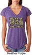 USA Home of the Brave Ladies Tri Blend V-Neck Shirt