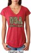 USA Home of the Brave Ladies Tri Blend V-Neck Shirt