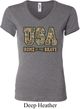 USA Home of the Brave Ladies V-neck Shirt