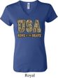 USA Home of the Brave Ladies V-neck Shirt