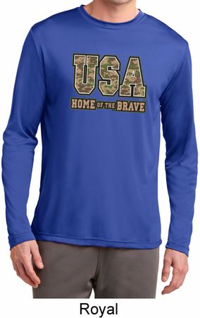 USA Home of the Brave Mens Dry Wicking Long Sleeve Shirt