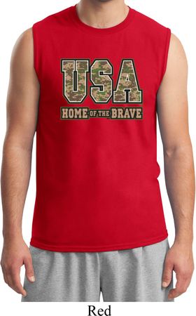 USA Home of the Brave Mens Muscle Shirt