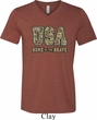 USA Home of the Brave Mens Tri Blend V-neck Shirt