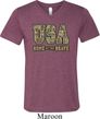 USA Home of the Brave Mens Tri Blend V-neck Shirt