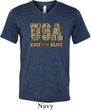USA Home of the Brave Mens Tri Blend V-neck Shirt