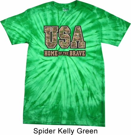 USA Home of the Brave Spider Tie Dye Shirt
