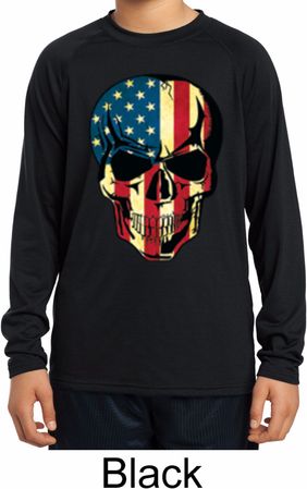 USA Skull Kids Dry Wicking Long Sleeve Shirt
