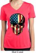 USA Skull Ladies Moisture Wicking V-neck Shirt