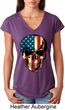 USA Skull Ladies Tri Blend V-Neck Shirt