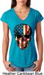 USA Skull Ladies Tri Blend V-Neck Shirt