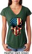 USA Skull Ladies Tri Blend V-Neck Shirt