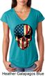 USA Skull Ladies Tri Blend V-Neck Shirt