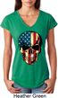 USA Skull Ladies Tri Blend V-Neck Shirt