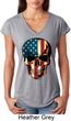 USA Skull Ladies Tri Blend V-Neck Shirt