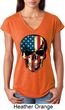 USA Skull Ladies Tri Blend V-Neck Shirt