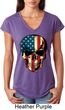 USA Skull Ladies Tri Blend V-Neck Shirt
