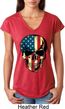 USA Skull Ladies Tri Blend V-Neck Shirt