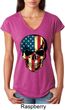 USA Skull Ladies Tri Blend V-Neck Shirt