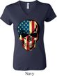 USA Skull Ladies V-neck Shirt