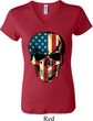 USA Skull Ladies V-neck Shirt