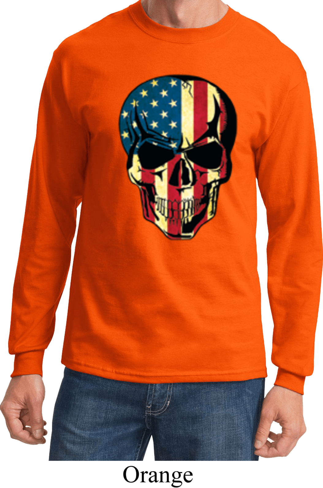 USA Skull Long Sleeve Shirt USA Skull Mens Shirts