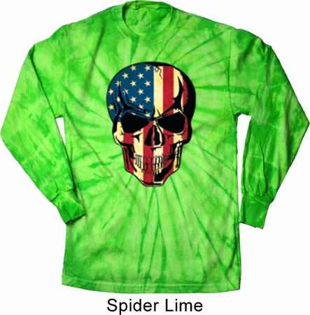 USA Skull Long Sleeve Tie Dye Shirt