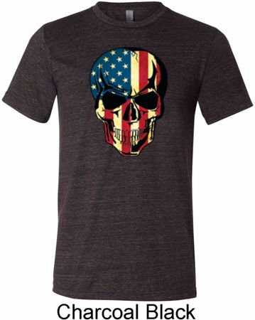 USA Skull Mens Tri Blend Crewneck Shirt