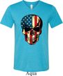 USA Skull Mens Tri Blend V-neck Shirt