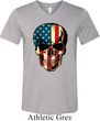 USA Skull Mens Tri Blend V-neck Shirt
