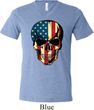 USA Skull Mens Tri Blend V-neck Shirt