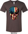 USA Skull Mens Tri Blend V-neck Shirt