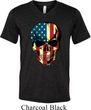 USA Skull Mens Tri Blend V-neck Shirt