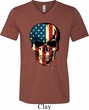 USA Skull Mens Tri Blend V-neck Shirt